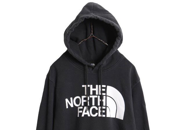 【お得なクーポン配布中!】 US企画 ノースフェイス プリント スウェット フード パーカー メンズ М 古着 The North Face アウトドア トレーナー プルオーバー 薄手 黒