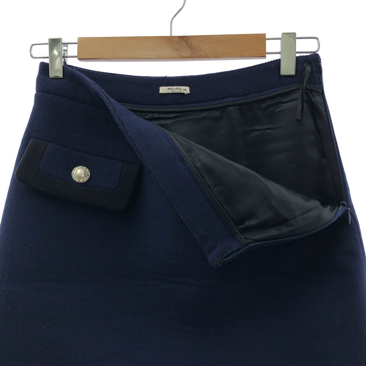 miu miu / ミュウミュウ | パールボタン ウール スカート | 38  