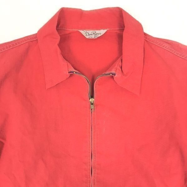 40s-50s-60s/ビンテージ/Vintage Crown zipper/★DAN /ダンリバー★フルジップ/ワークジャケット/ブルゾン/アウター【メンズL/赤】クラウンジッパー◆BC265 40s-50s-60s/ビンテージ/Vintage Crown zipper/☆DAN RIVER/ダンリバー