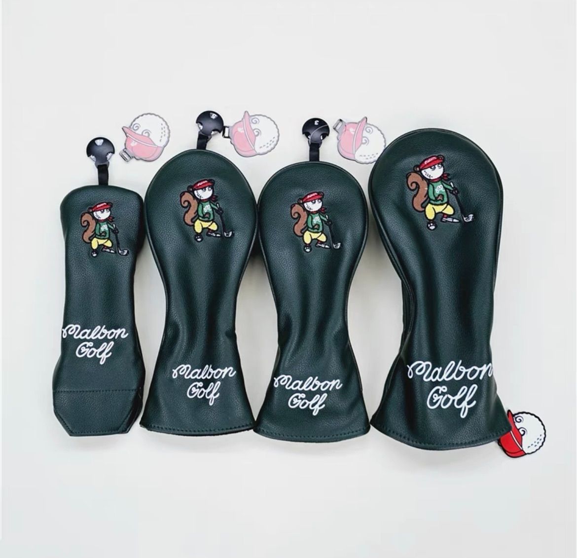 【新製品大人気4点セット】 リスMalbon Golfマルボンクラブカバー濃い緑 新製品大人気4点セット】リスMalbon Golfマルボンゴルフクラブ