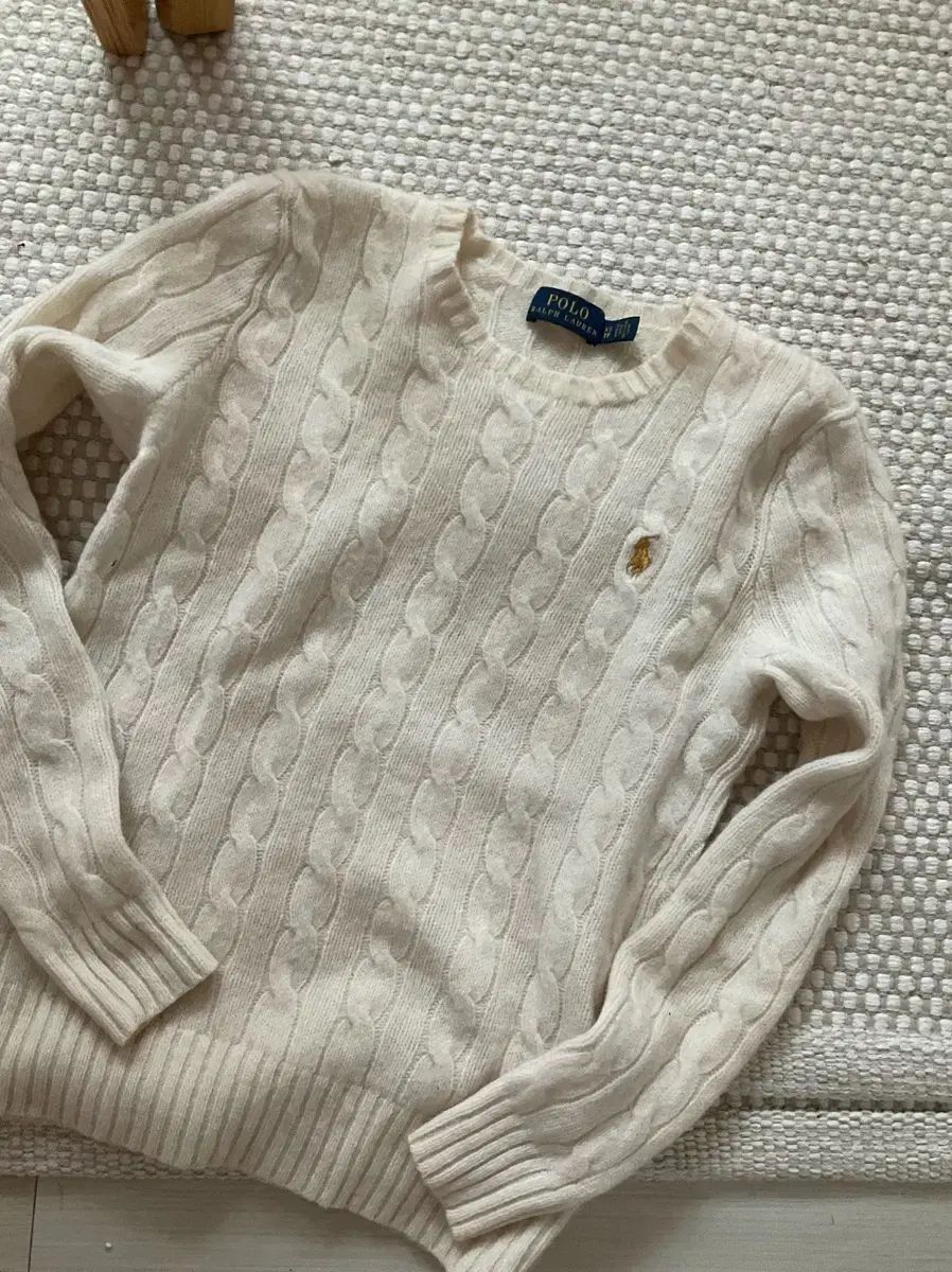 ポロ カシミヤ ケーブルニット xs アイボリー