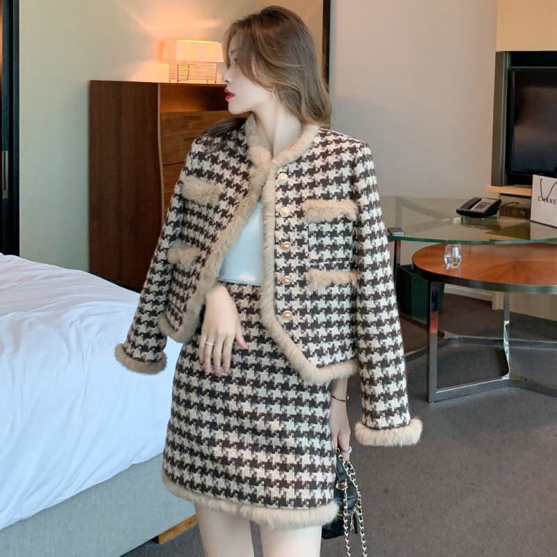 エブリン セットアップ 千鳥格子 卒業式 入学式 evelyn 編み上げ