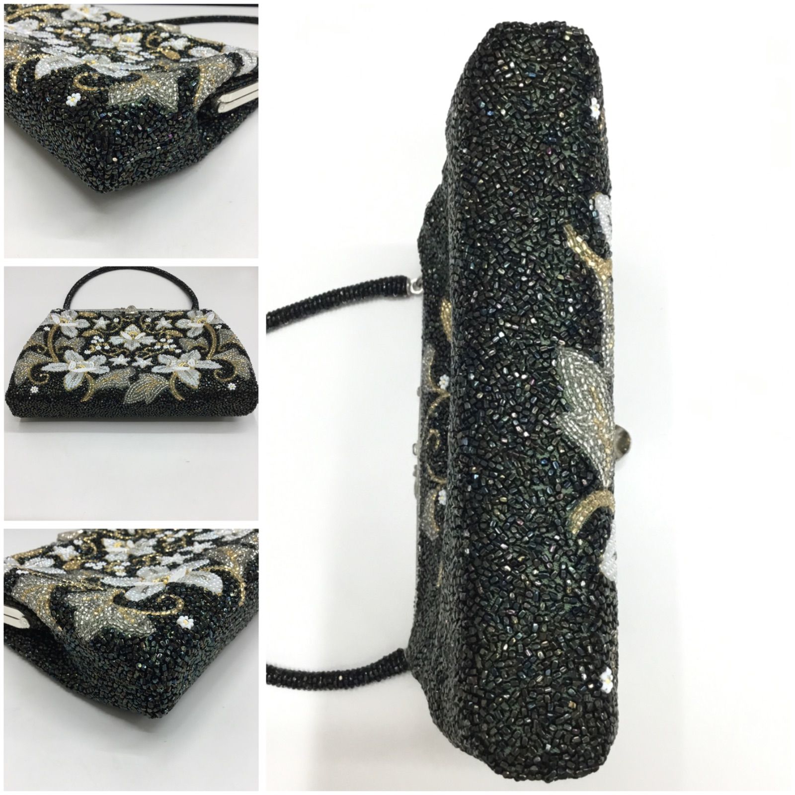 豪華 🔴 はしもと ビーズ刺繍バッグ ／ 昭和レトロ 豪華🔷 ビーズ