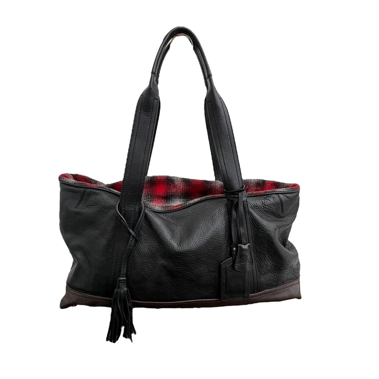 TRUSSARDI トラサルディ ナインティーンイレブン トートバッグ ボストン レザー×ウール チェック