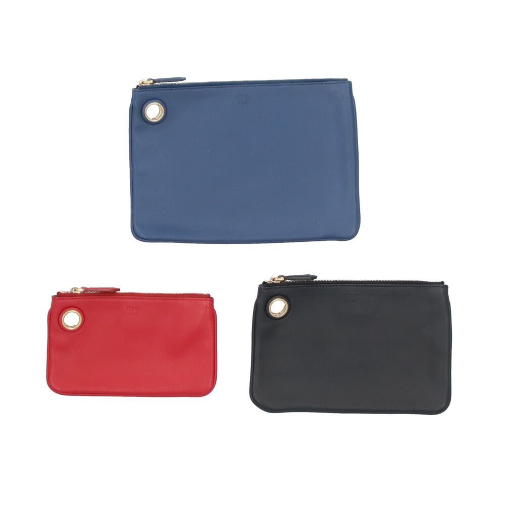 フェンディ トリプレット クラッチバッグ レザー 8BS001 A0NL 179 0059  