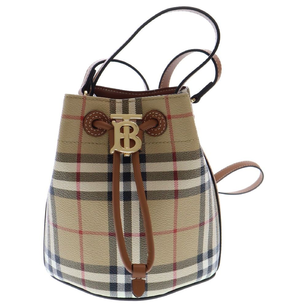 BURBERRY LONDON (バーバリーロンドン) ミニ ノバチェック TBバケット ハンド ショルダー 2WAY レザー バッグ ブラウン  8073949 - メルカリ