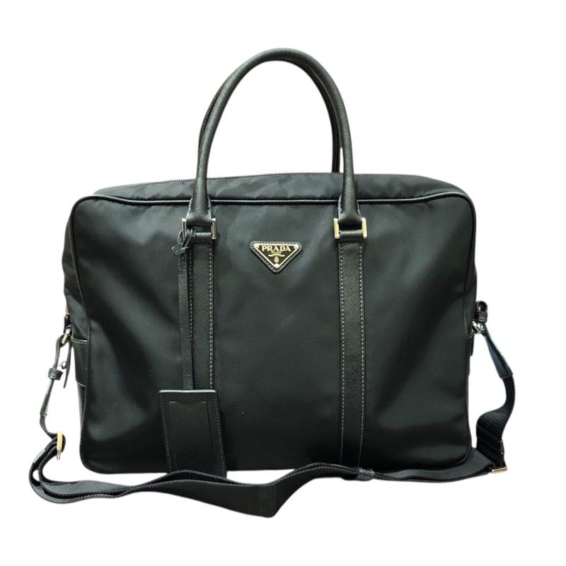 プラダ PRADA ナイロン ブリーフケース ブラック ナイロン|レザー メンズ ブリーフケース