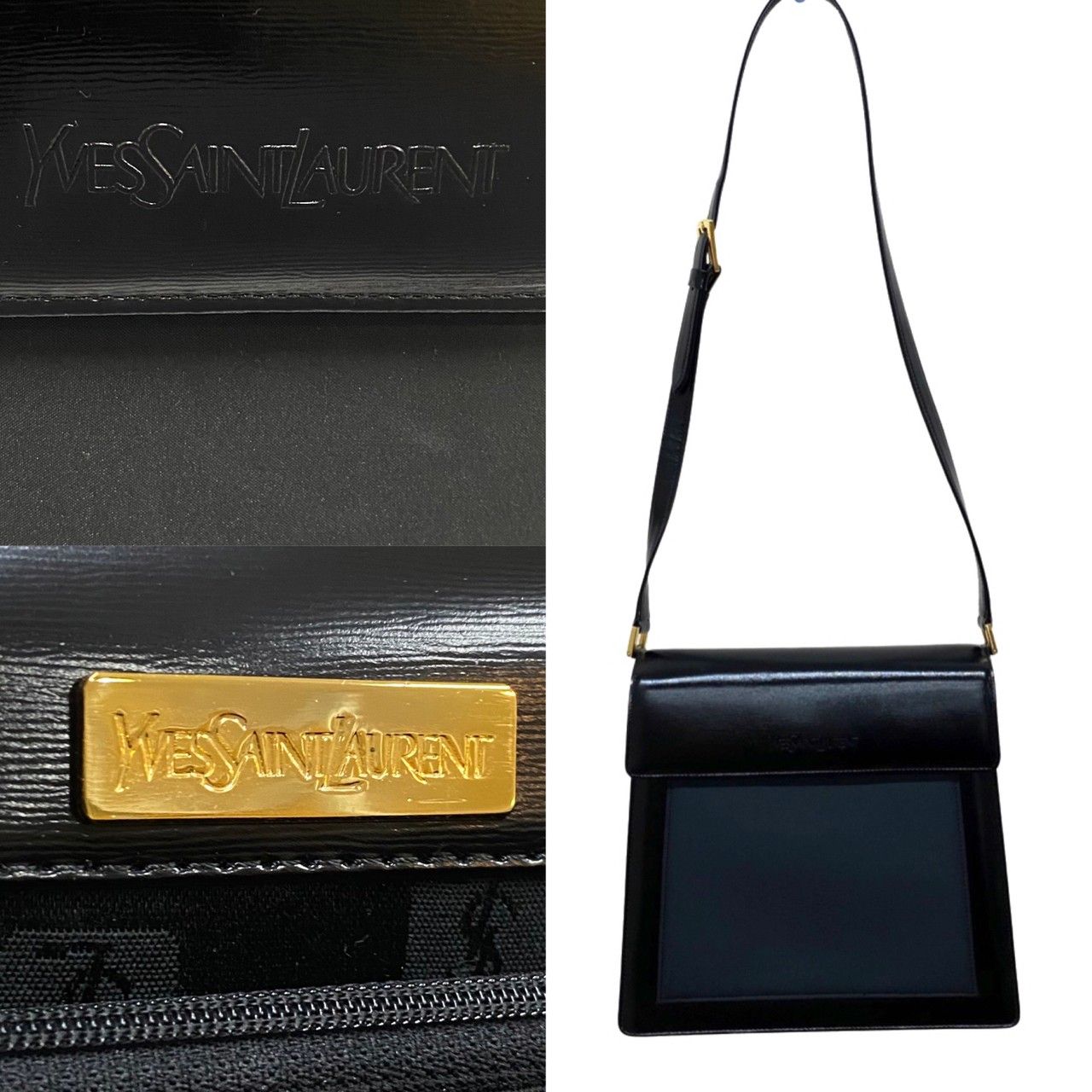 ほぼ未使用品 YVES SAINT LAURENT イヴサンローラン YSL レザー 本革