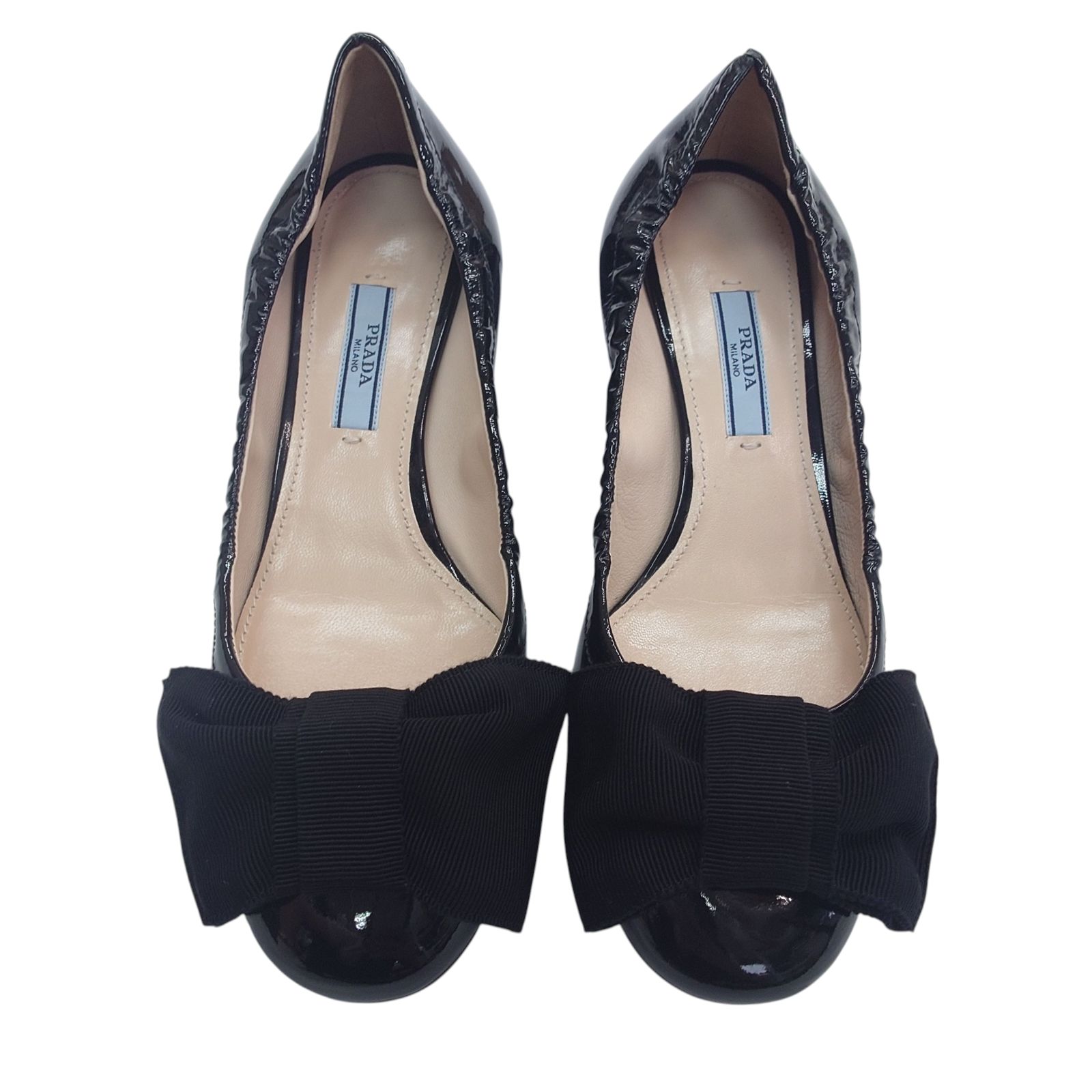 PRADA プラダ リボン パンプス エナメル ブラック 36 1/2 ブラック
