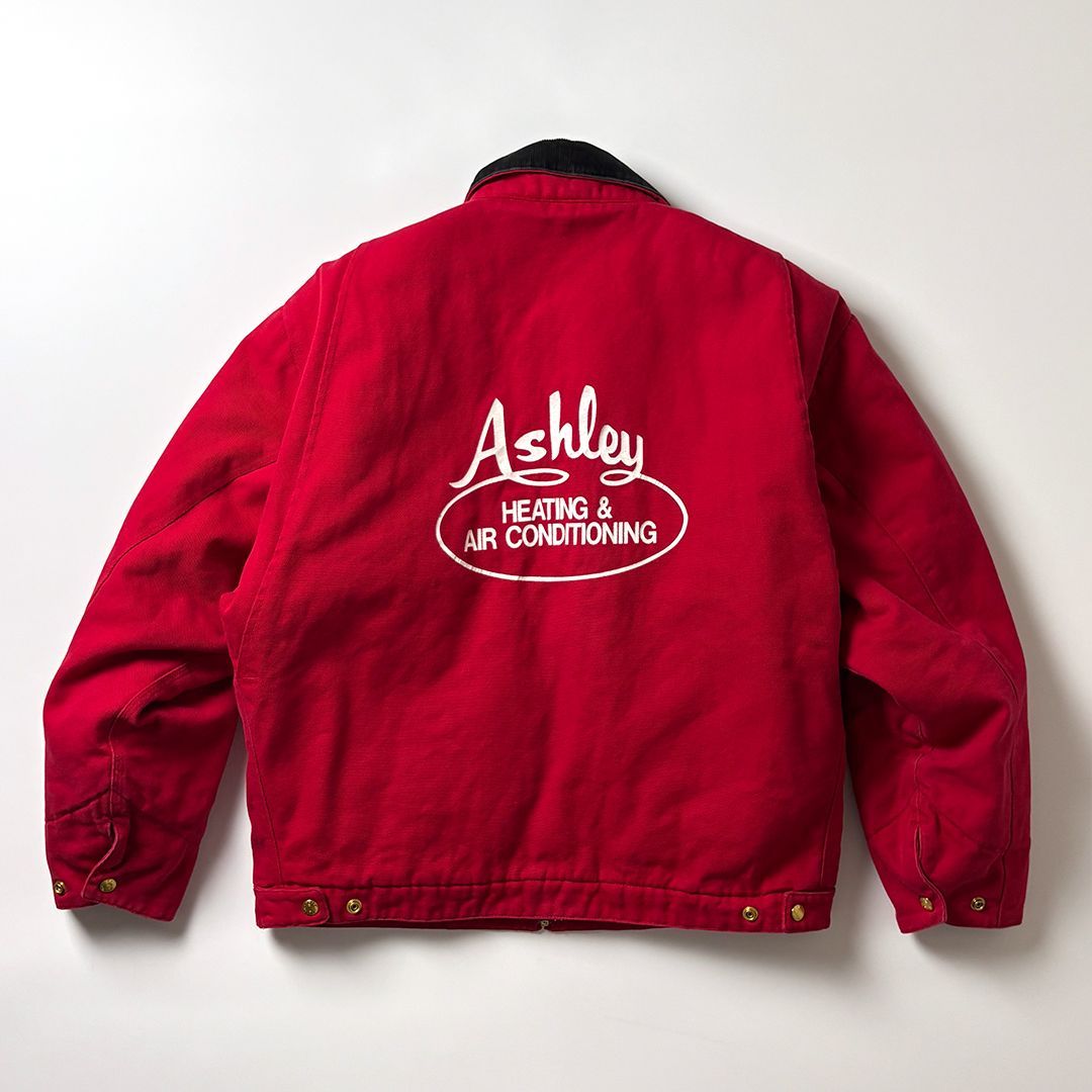デトロイトジャケット L レッド 赤 企業ロゴ 襟コーデュロイ ダックジャケット デトロイトジャケット L レッド 赤 企業ロゴ 襟コーデュロイ ダック