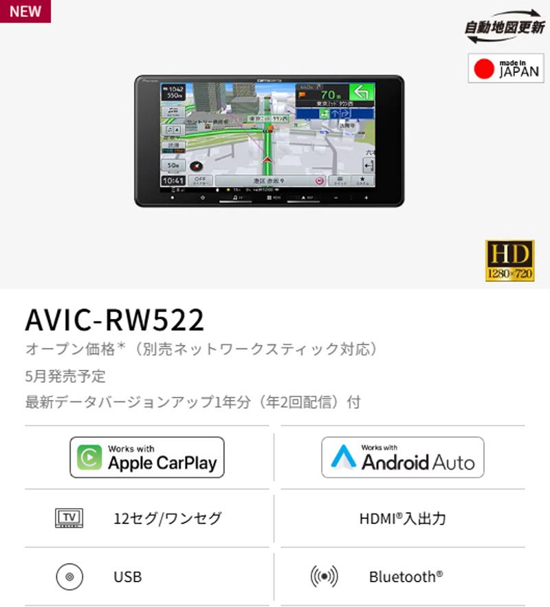 Android Autoに対応カーナビ
