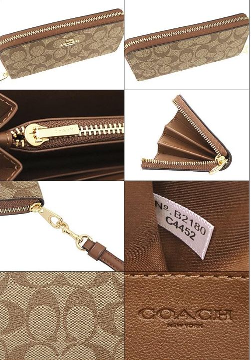 新品 COACH 長財布 C4452 ロング ジップアラウンド ウォレット COACH 国内発送 コーチ 財布 レディース 長財布 シグネチャー