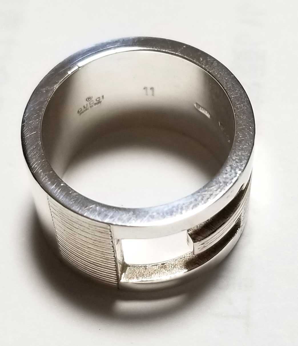 GUCCI Gロゴ ワイドリング SV925 10号 シルバー グッチ リング 指輪 ブランテッドGリング ワイド ＃11 約10号