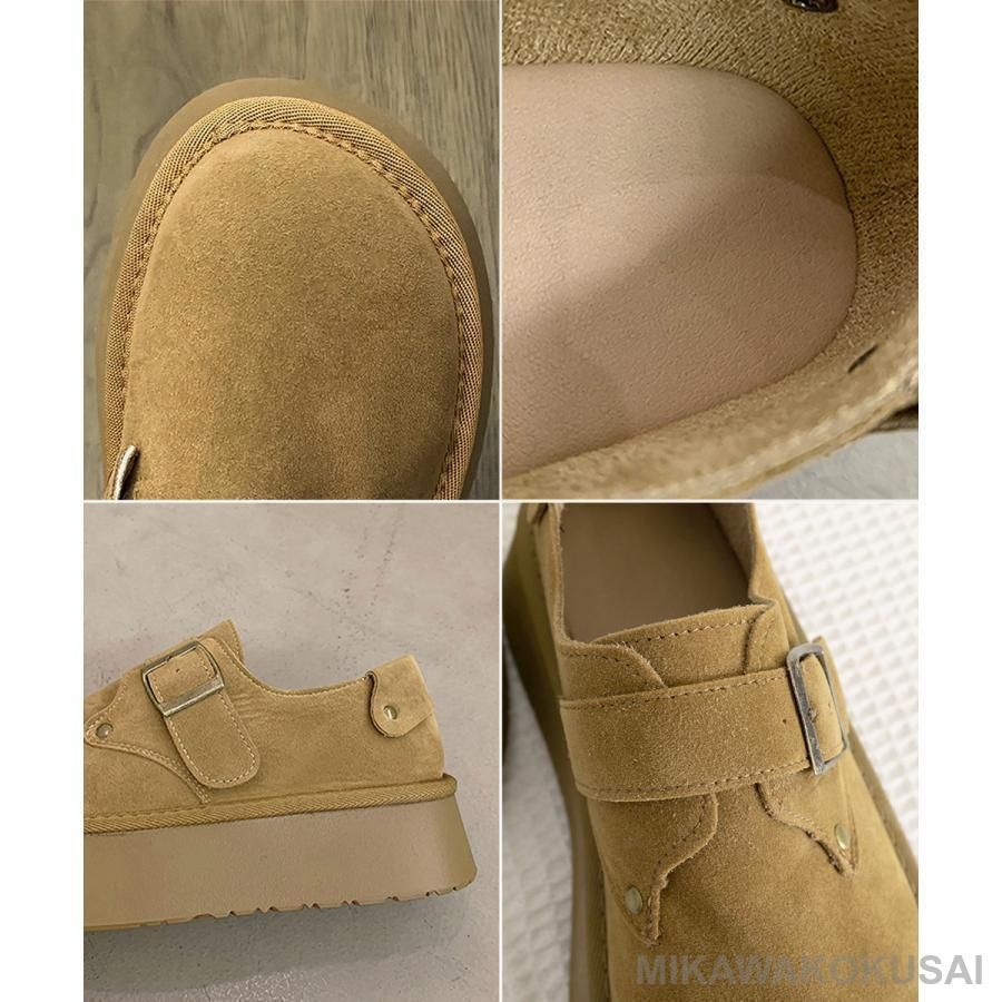 モカシンシューズ 厚底スエード調パンプス