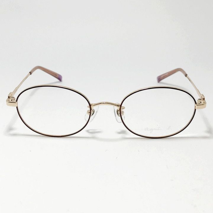 agnes b. アニエス ベー レディース 眼鏡 メガネ フレーム サングラス 50-0129-3 サイズ49 ブラウン ゴールド