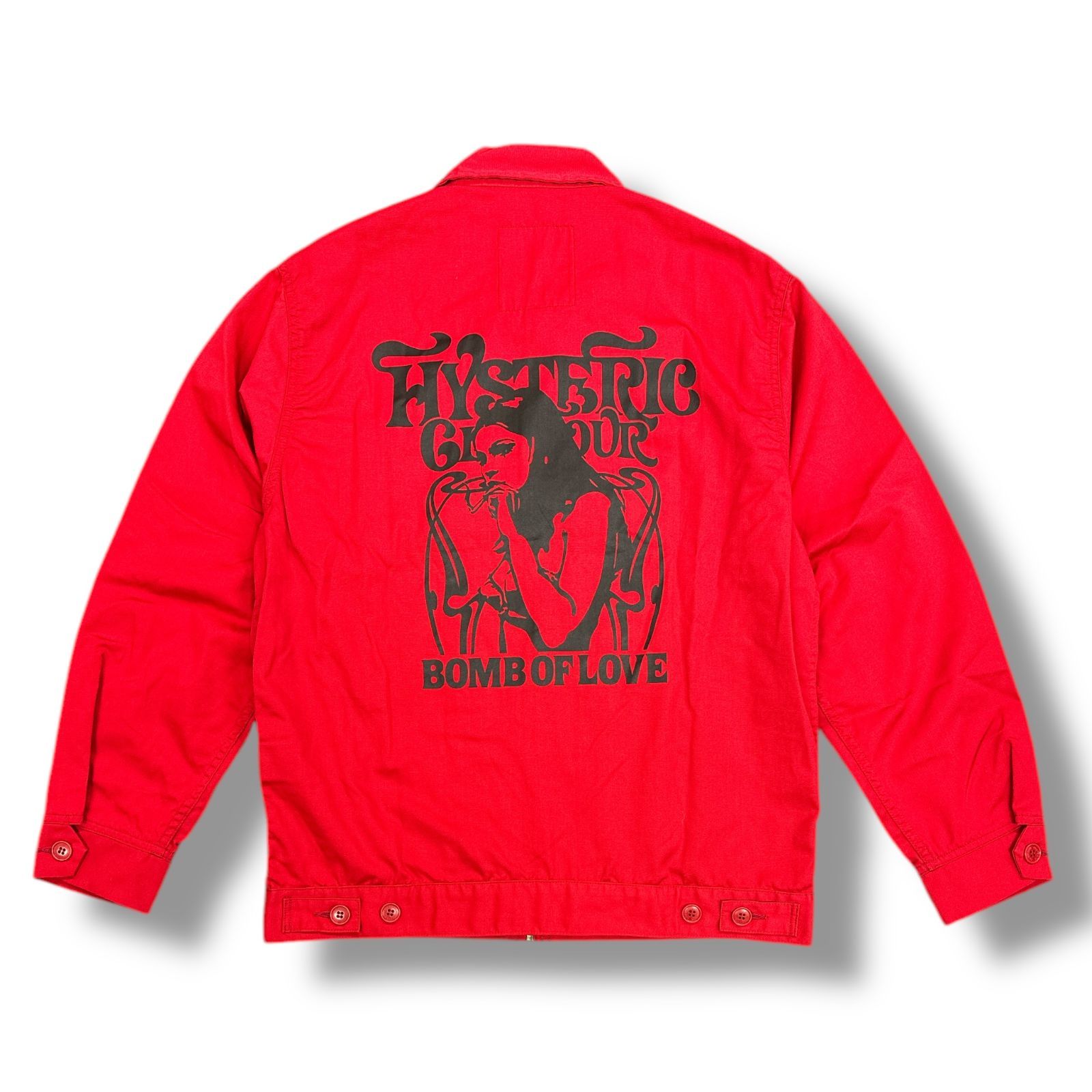 参考上代39600円 未使用品 HYSTERIC GLAMOUR 24SS SMOKING GIRL ワークジャケット スモーキングガール ブルゾン ヒステリックグラマー  02241AB01250 レッド S  85321A3