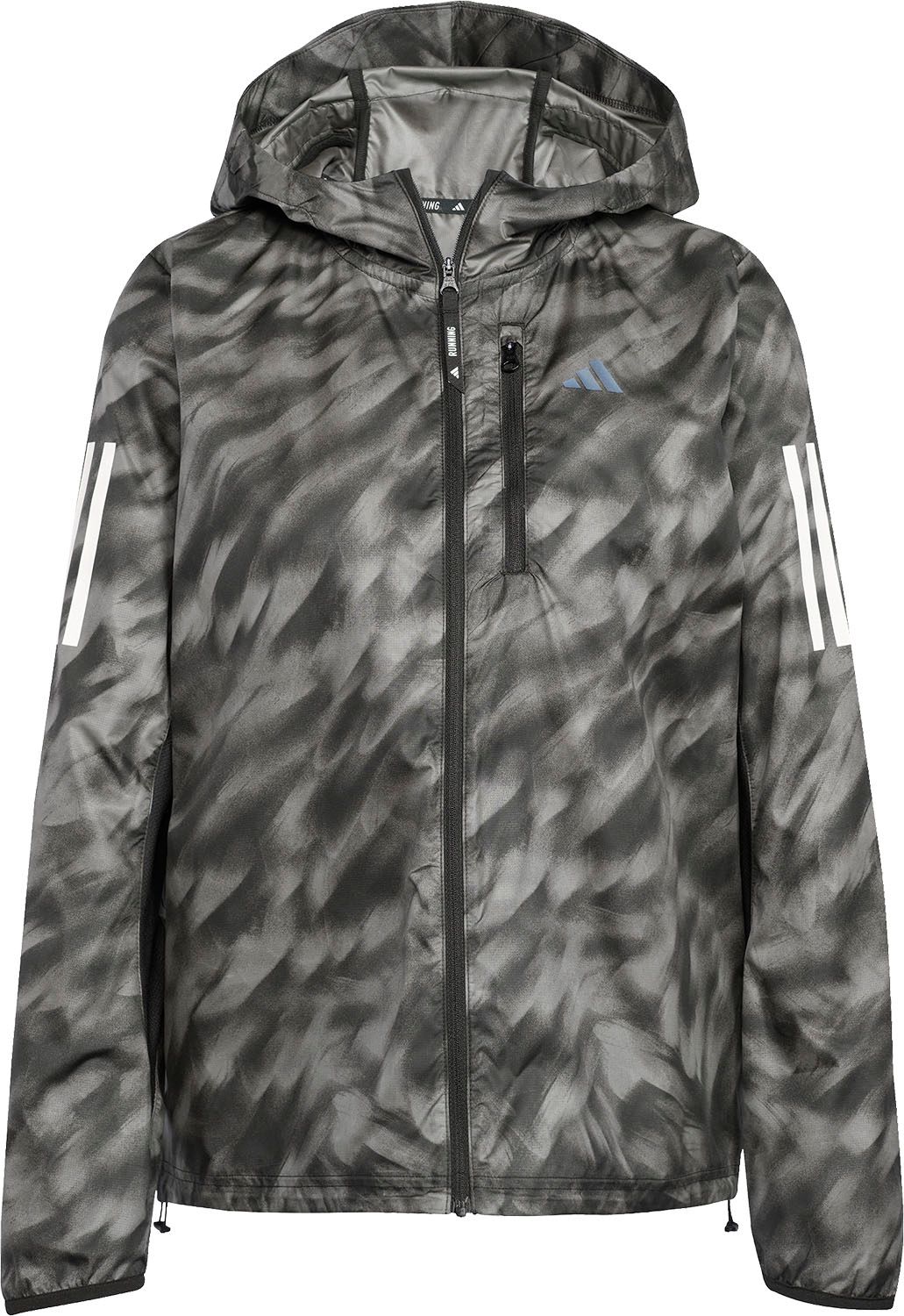 アディダス adidas オウン ザ ラン総柄プリントジャケット KRI50 JL8701 グレーフォー|ブラッ