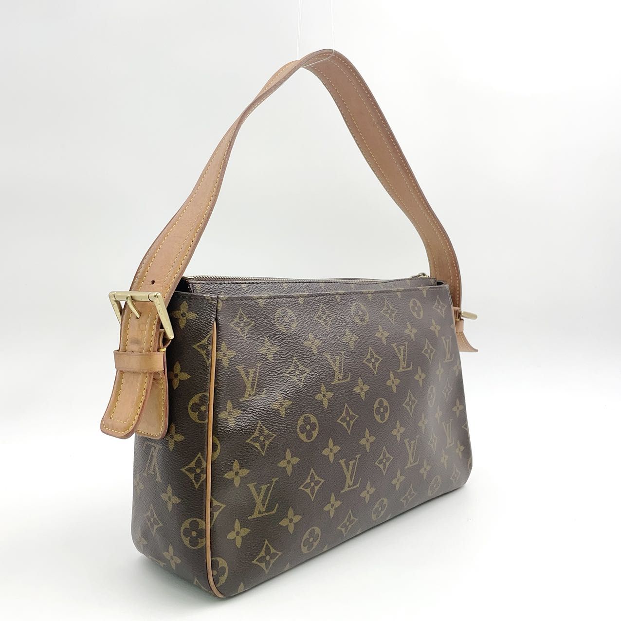 LOUIS VUITTON ヴィバシテGM モノグラム モノグラム レザー×PVC ブラウン ショルダーバッグ ゴールド M51163