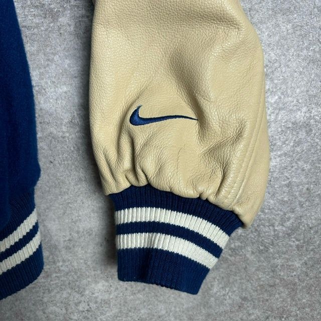 11410 vintage NIKE ウール × レザー スタジャン NIKE ナイキ ウール レザー スタジャン ブルー レザースタジャン