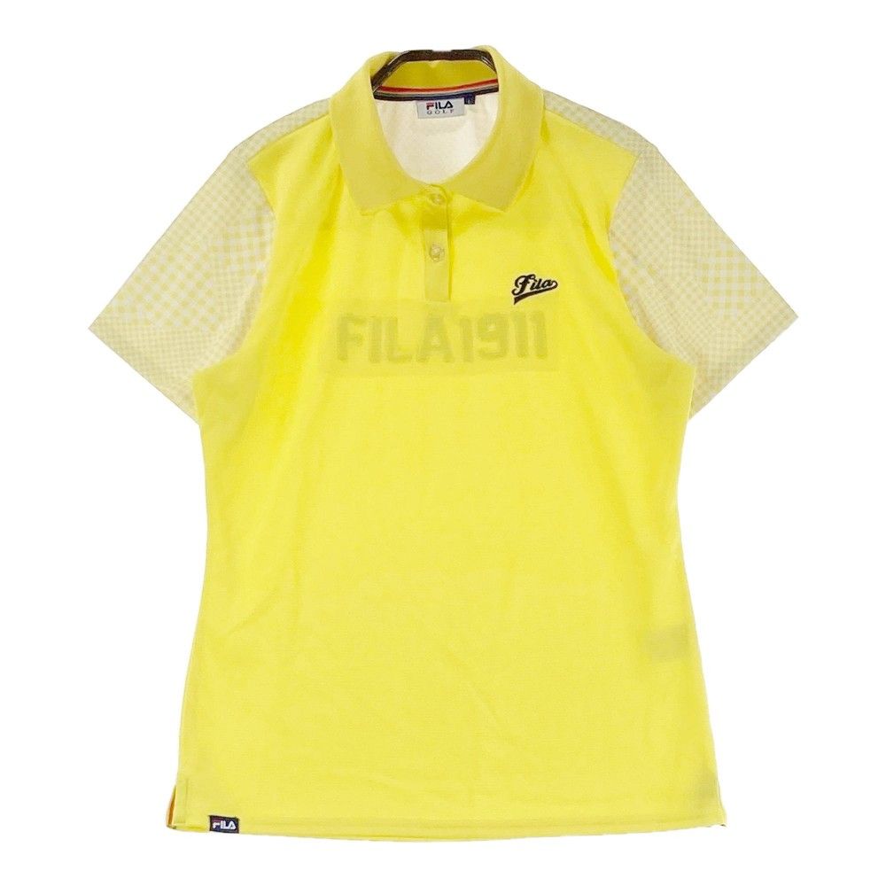 人気新品入荷 サイズ：L FILA GOLF フィラゴルフ 柄切替 半袖ポロシャツ レディースウェア