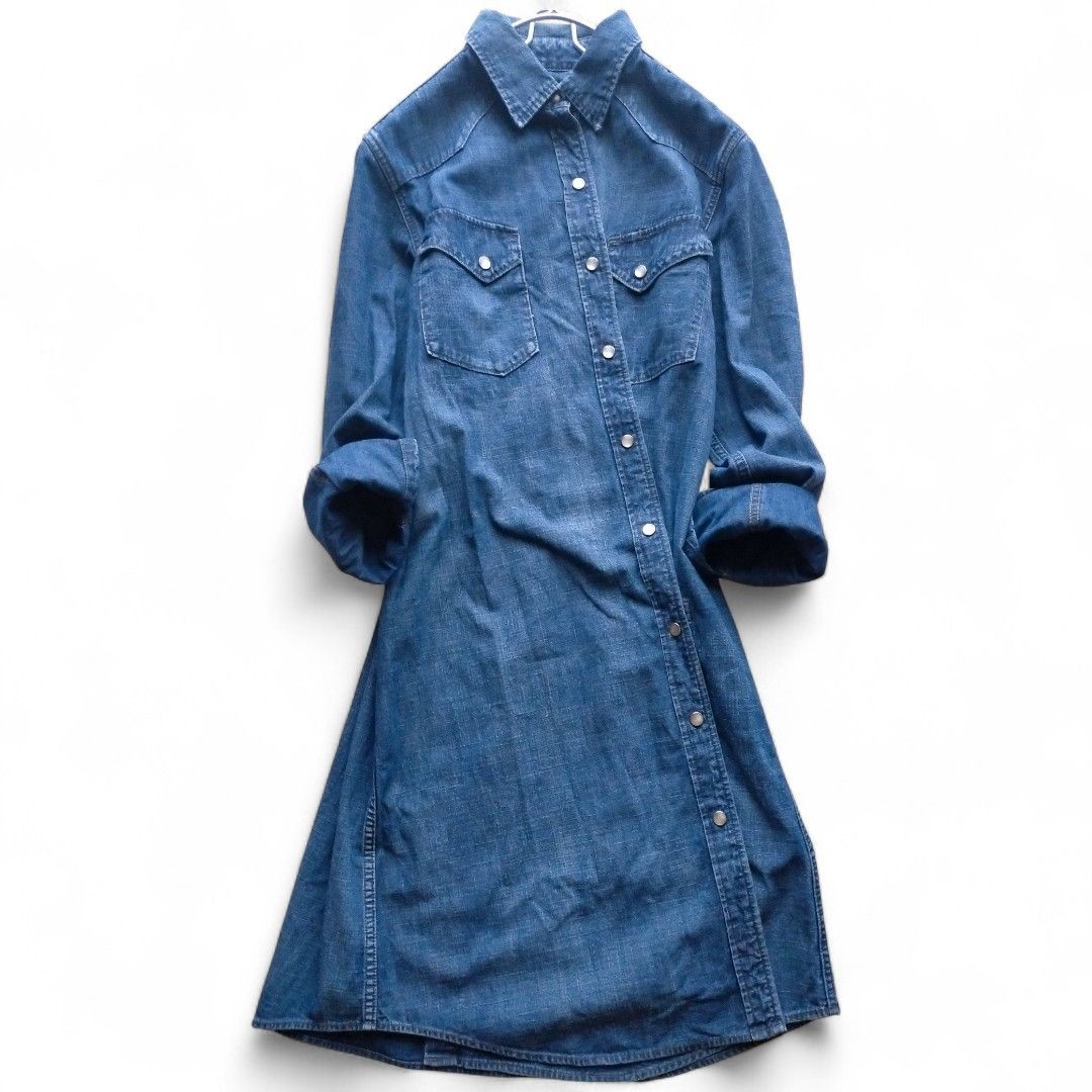 商品品質、信用第一 。 ドゥーズイーエムクラス Deuxieme Classe デニム シャツワンピース カシュクール 2WAY スナップボタン フリー F 新品続々入荷中！
