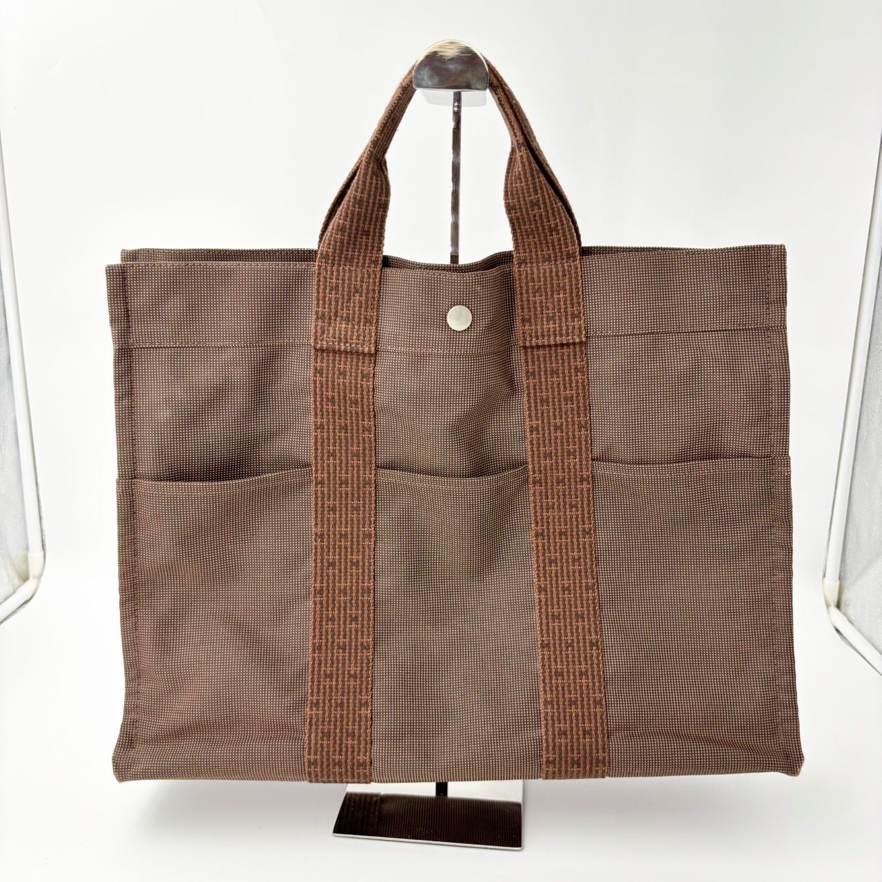 エルメス エールライン トートMM ユニセックス トートバッグ ナイロンキャンバス ショコラ ブラウン 100951M 1215