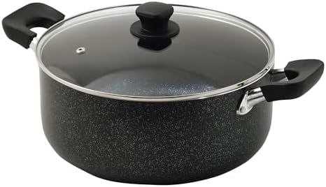 パール金属 深型大型鍋 ガラス蓋付 28cm IH対応 マーブルダイヤモンドコート ママディナーα HC-393