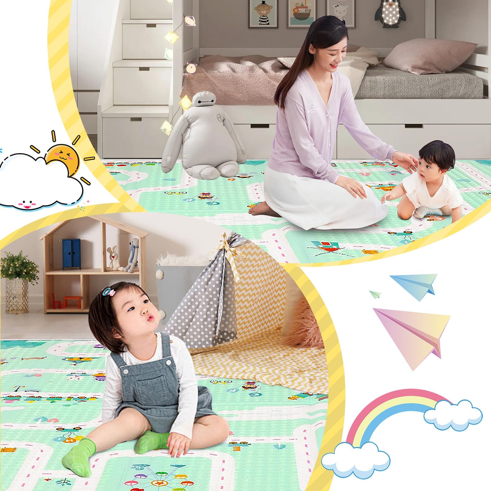 Amazon.co.jp: プレイマット-Artake プレイマット 赤ちゃん 収納