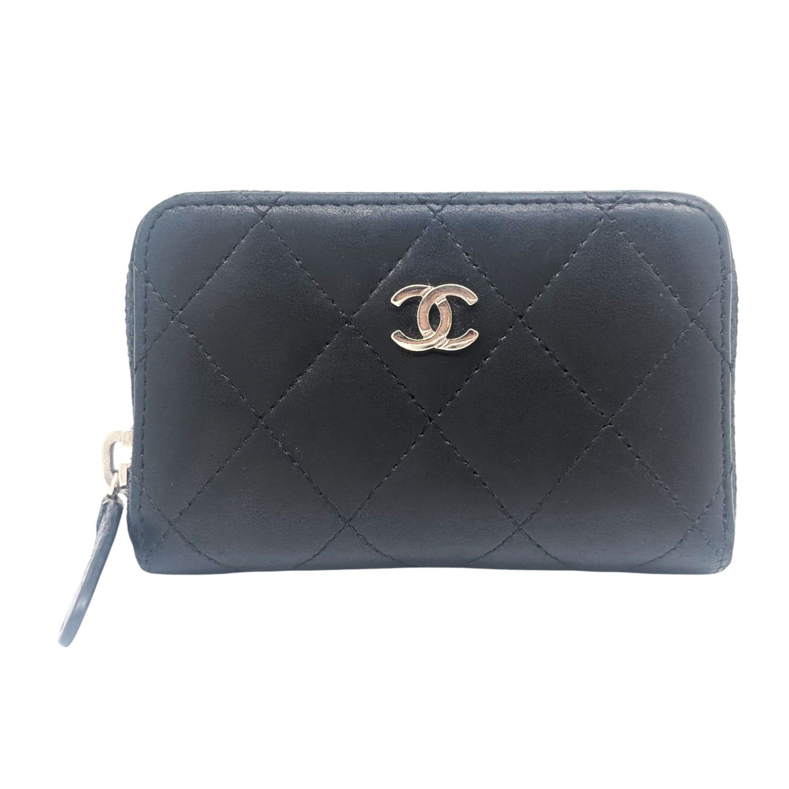 中古】CHANEL シャネル マトラッセ コインパース ラムスキン 黒