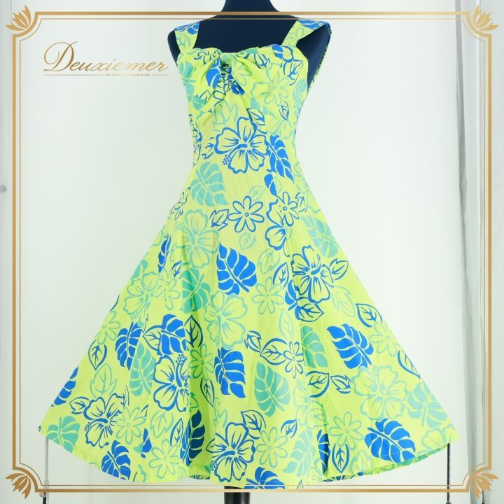 フラダンス 衣装 ワンピース ドレス グリーン系 T&L MUUMUU FACTORY