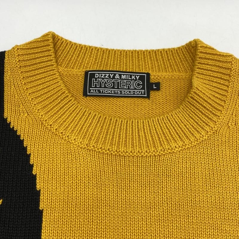 中古】HYSTERIC GLAMOUR 25SS FLYING V編込みセーター イエロー