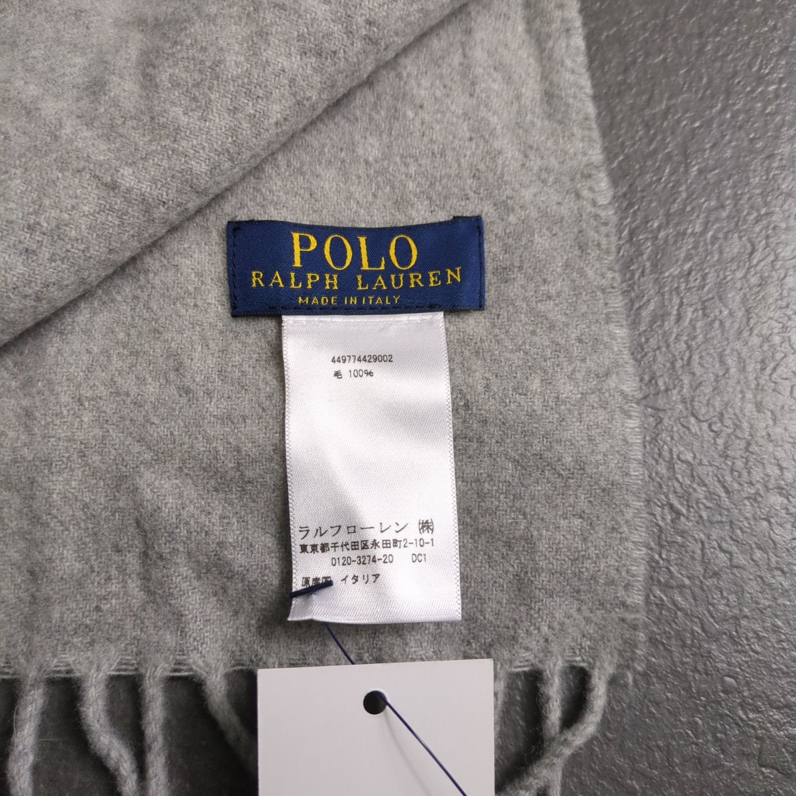 タグ付 RalphLauren MADE IN ITALY WOOL 100% Muffler ラルフローレン