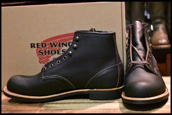 【8D 箱付 未使用 23年】レッドウィング 3345 ブラックスミス 黒 プレーリー プレーントゥ レースアップ ブーツ redwing HOPESMORE【EQ089】