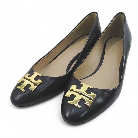 【値下】Tory Burch 黒 パンプス ゴールドチェーン付き 美品✨トリーバーチ 6.5M/約23.5㎝ パンプス 太ヒール ゴールド