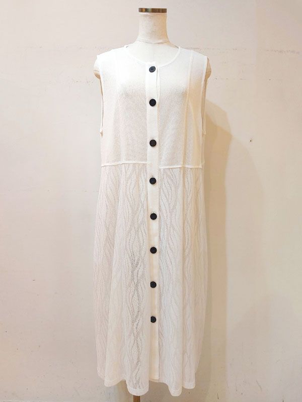公式正規取扱い MN Knit Factory エムエヌ ニットファクトリー women s ロングベスト WHITE