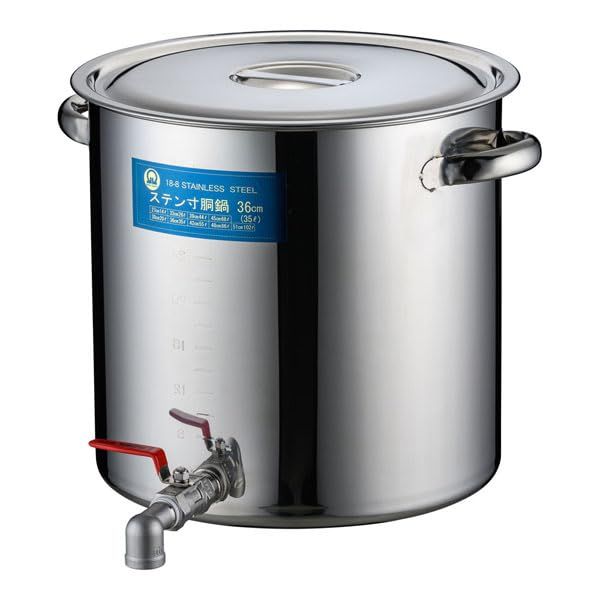 3営業日で発送 遠藤商事 ＳＡ１８－８蛇口付寸胴 目盛付 ３６ｃｍ ２０Ａ３ ４インチ EZV0303