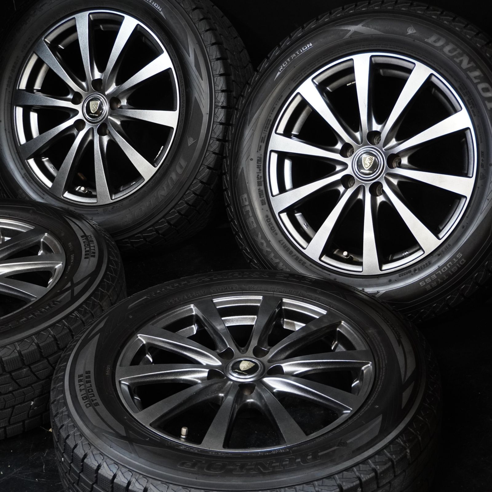 20年製 バリ山 ダンロップ WINTER MAXX SJ8 ユーロスピード 225 65R17 7J 40 114.3 5H 4本 スタッドレス ハリアー RAV4 エクストレイル等