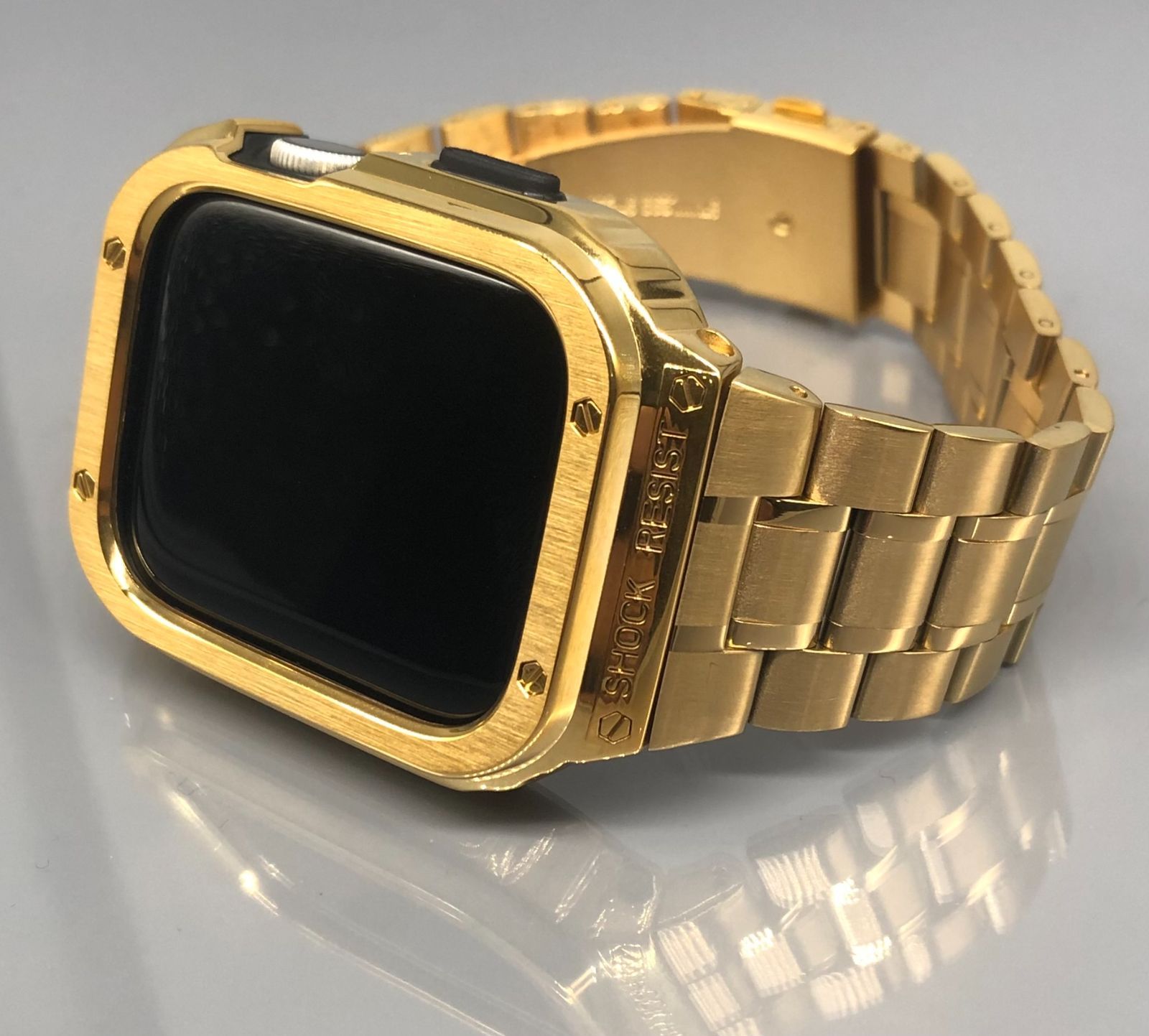 FB☆Apple Watchラバーバンド カバー 高級ベルト ステンレス316L