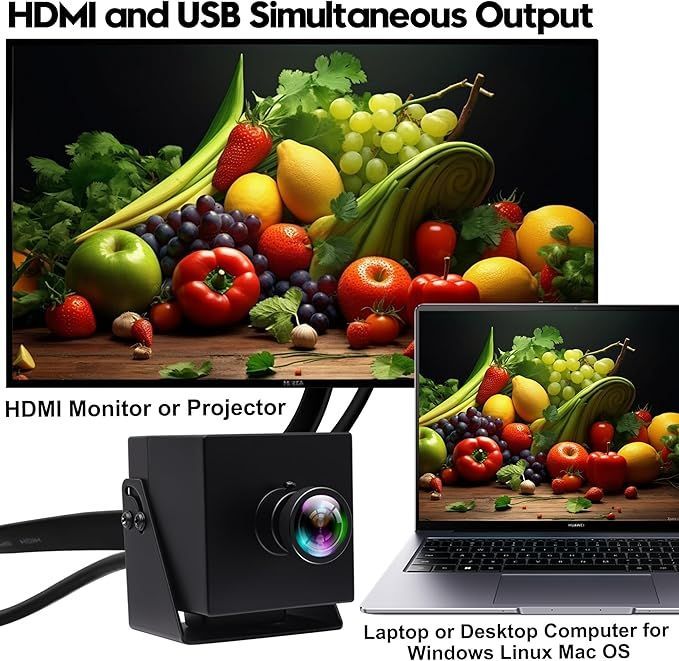 ELP HDMI 60fps USB カメラ 4K 高速 USB3.0 カメラ 礼拝会議モニター用 タイプ C HDMI 同時出力 PC カメラ コンピューター用 120 度歪みなしレンズ 2 倍デジタルズーム ウェブカメラ