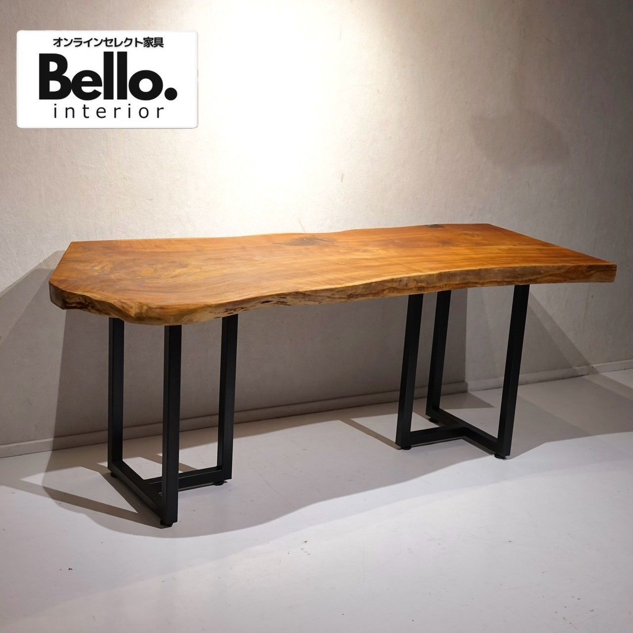 新品 楠 一枚板 ダイニングテーブル アイアン家具 インダストリアル