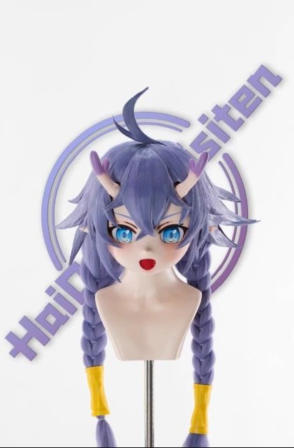 全頭マスク カツラ付き ロック付き NO.307 ドール ヘッドロリータ人形 コスプレ 変身 仮装 着ぐるみ kigurumi 二次元美少女