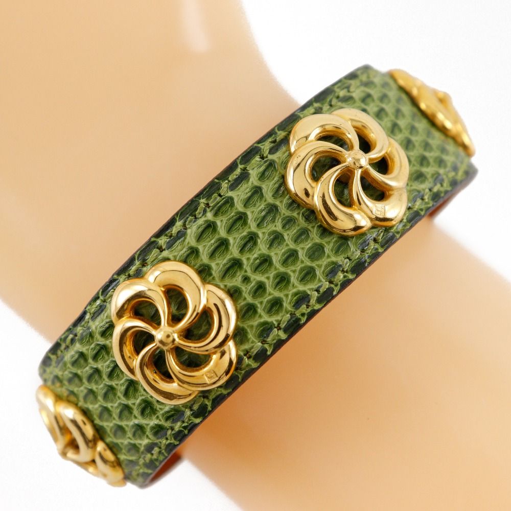 HERMES】エルメス ヴィンテージ リザード×金メッキ 緑 レディース 26g