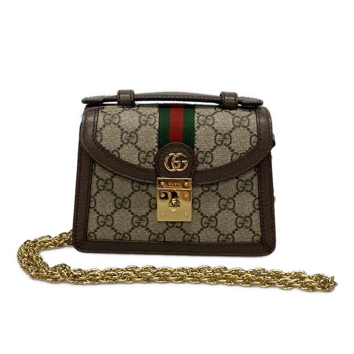 GUCCI(グッチ) ショルダーバッグ美品 オフィディア 696180 ベージュ×ダークブラウン×マルチ 2way/チェーンショルダー レザー -  メルカリ