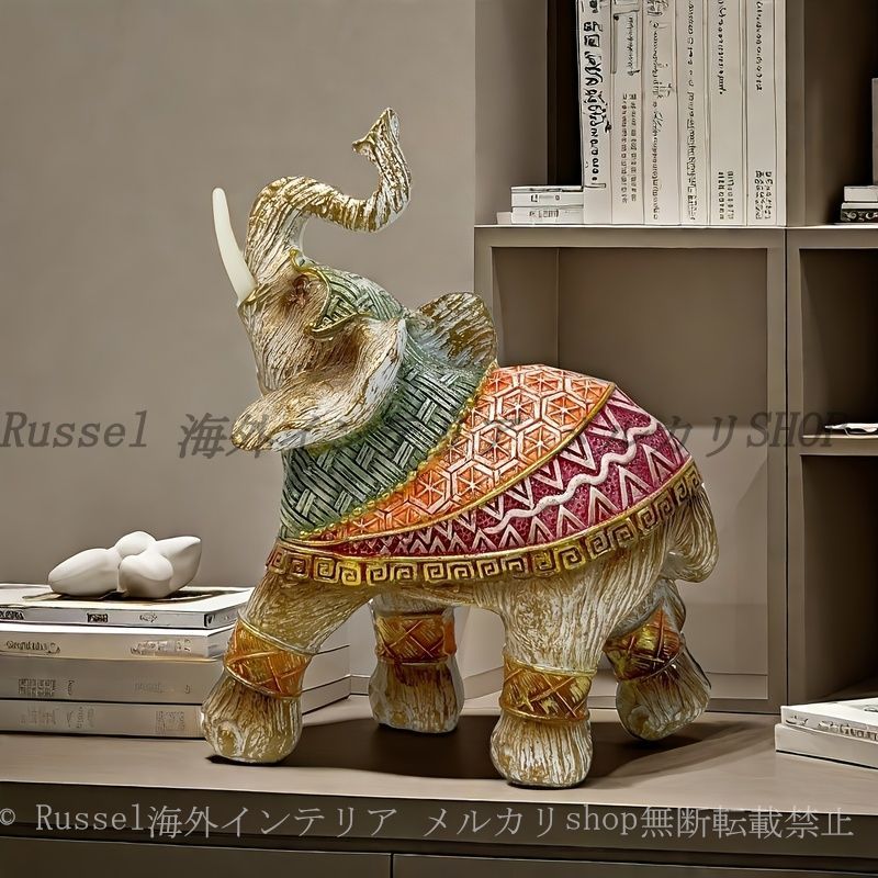 オブジェ 象 2頭セット カラフル ヴィンテージ調 おしゃれ かわいい