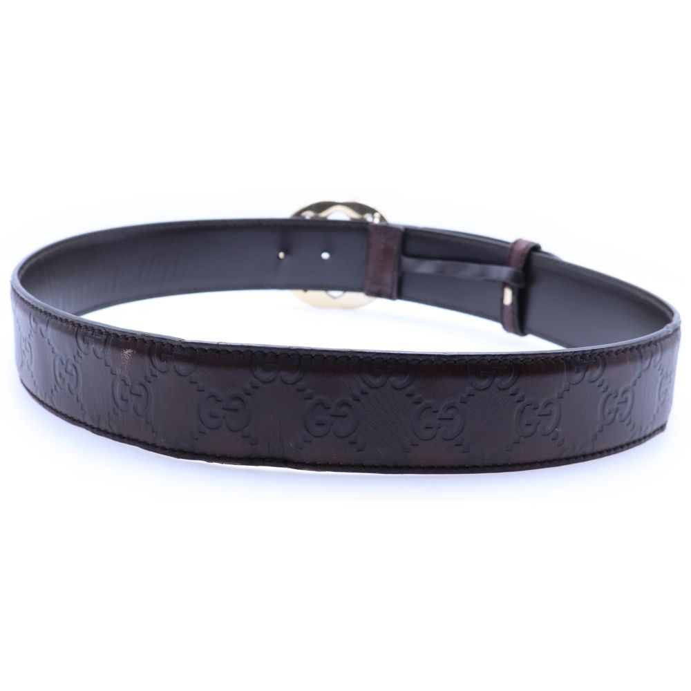 GUCCI グッチ グッチシマ レザーベルト ブラウン ゴールド金具 114876