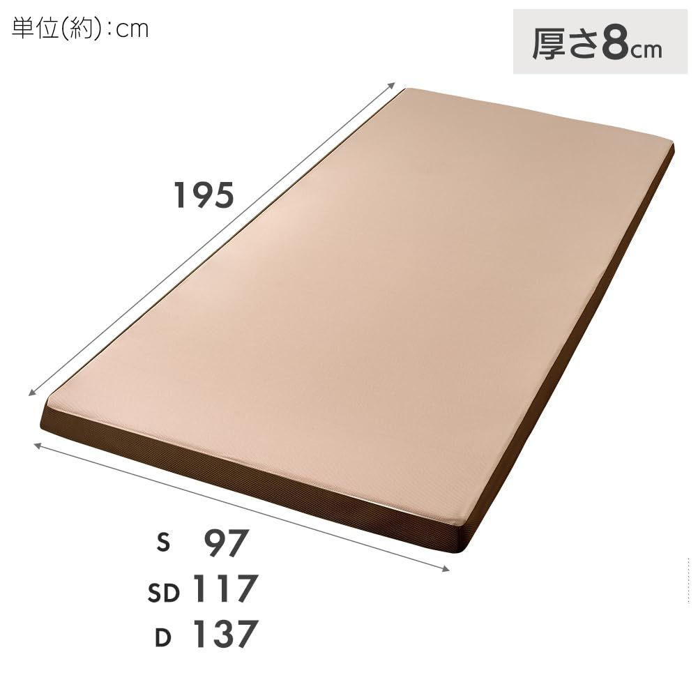 アイリスオーヤマ もっちり低反発マットレス 厚さ8cm 高密度ウレタン45D やわらか85N 復元率98% メッシュ側生地 ムレにくい凹凸プロファイル加工 洗えるリバーシブルカバー付き らくらく設置 圧縮梱包でお届け ダブル ブラウン|ベージュ
