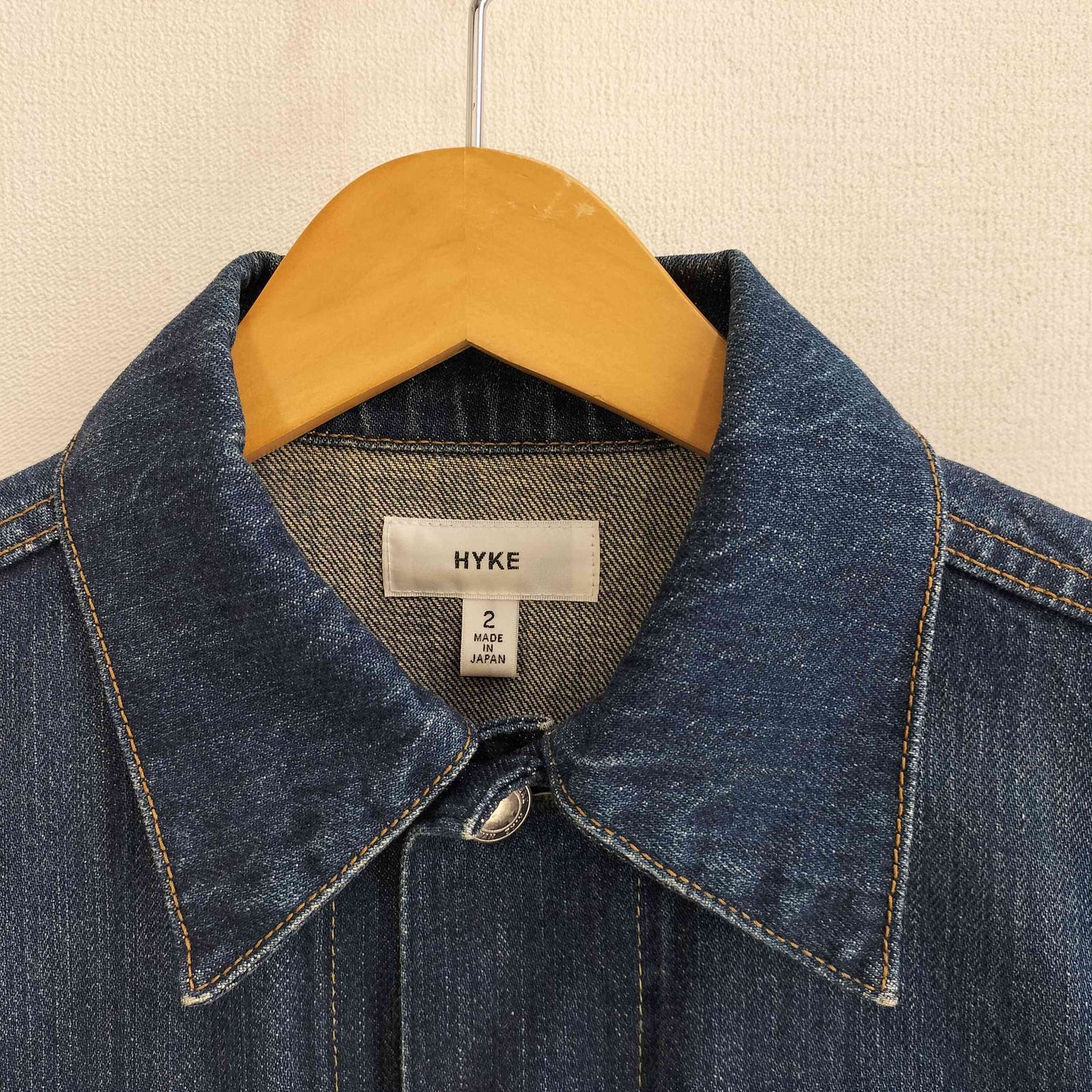 極美品】HYKE ハイク ノーカラー デニムジャケット TYPE2 サイズ2 超激