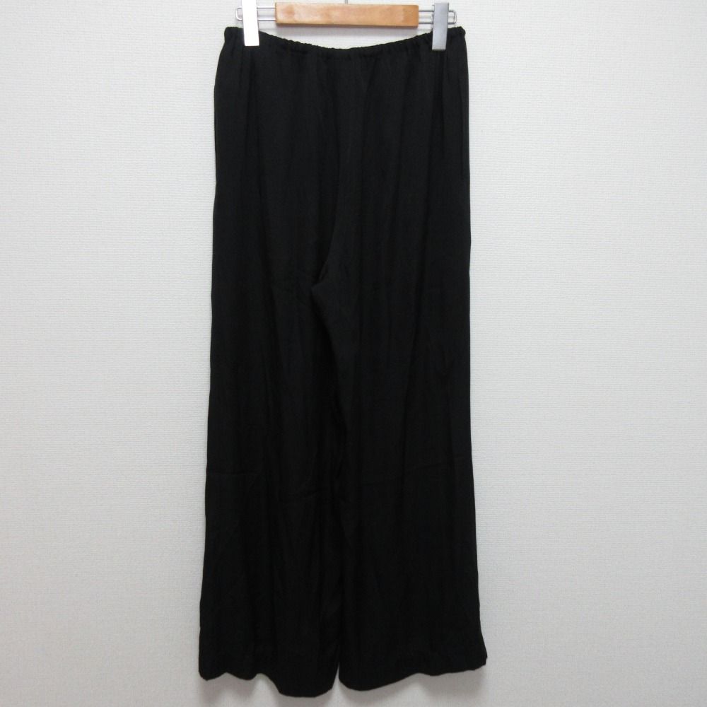 MUSE Deuxieme Classe ミューズ ドゥーズィエムクラス シルクサテン ギャザーワイド パンツ サイズ38 ブラック レディース 古着
