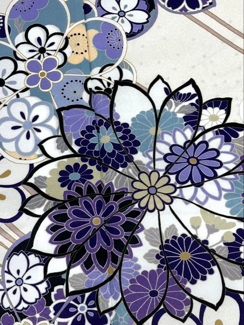 ポリエステル 振袖 桜 梅 紋意匠 ぼかし八掛 躾糸付き S233