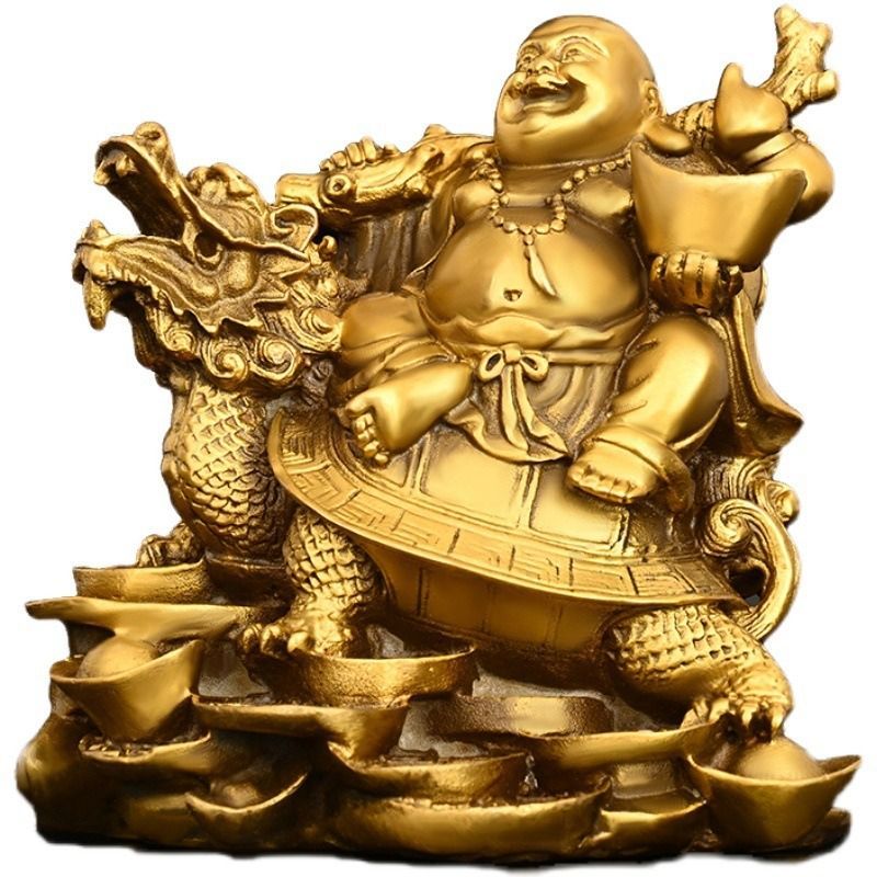 龍亀 亀 布袋様 置物 オブジェ 神様 神 金色 黄金 ゴールド